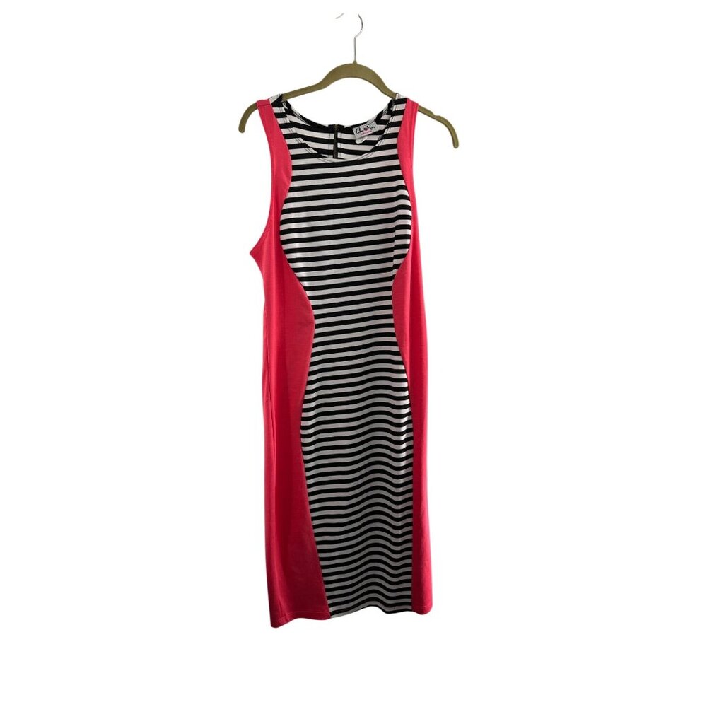 Urban Rose‎ Striped Black & White Dress Pink Panels Sleeveless Back Zip XL USA